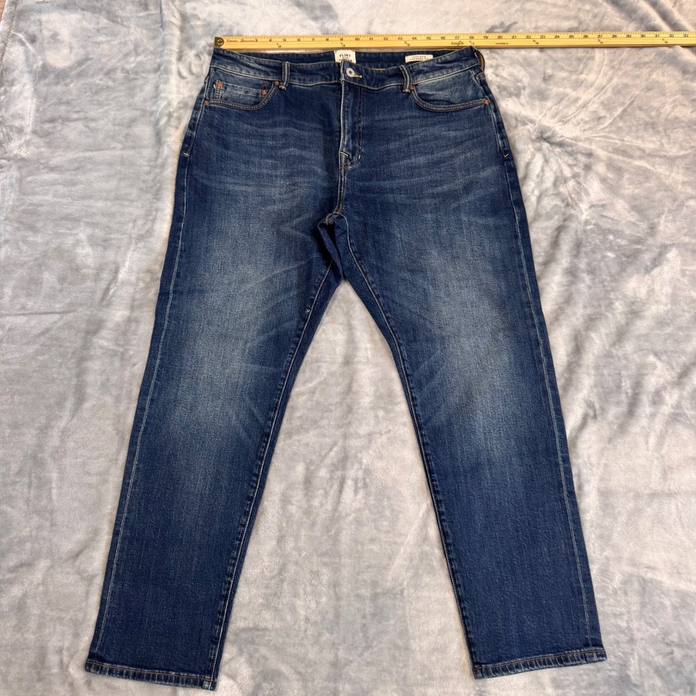 Flint and Tinder Mens Athletic Tapered Fit Dark Wash Denim Jeans Size 36x28